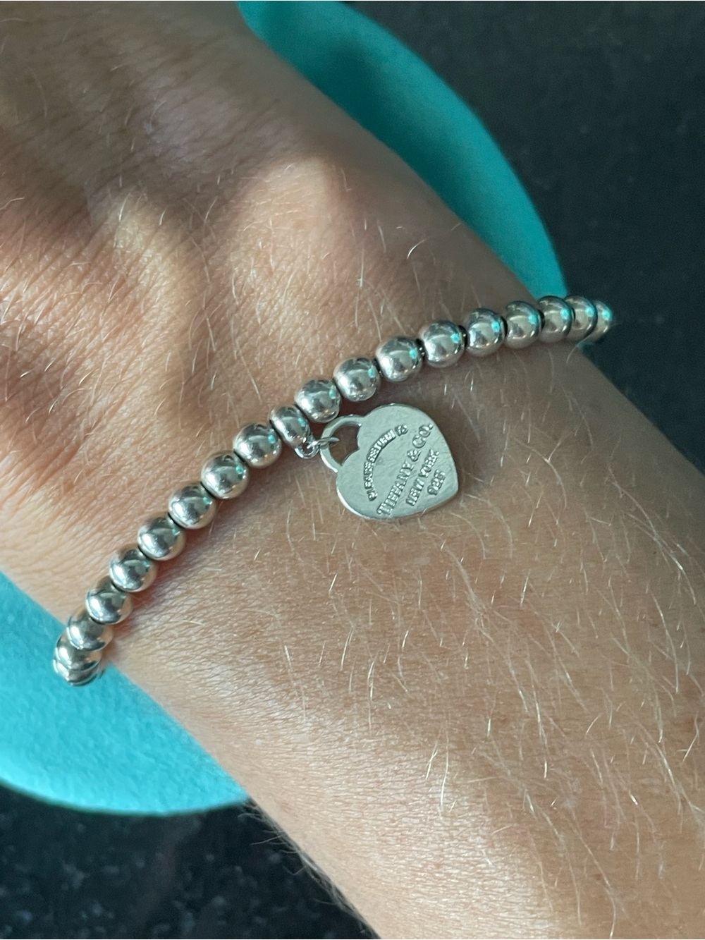 Tiffany & Co. Silver Heart Tag Bead Bracelet - Picture 4 of 4